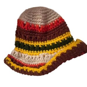 Vintage Handmade Crocheted Colorful Bucket Hat.